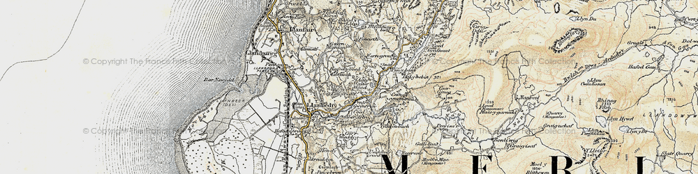 Old map of Pentre Gwynfryn in 1903