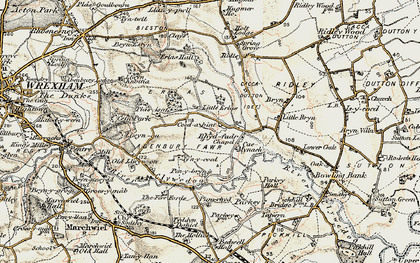 Old map of Pentre Maelor in 1902