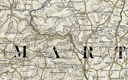 Old map of Pentre Morgan in 1901