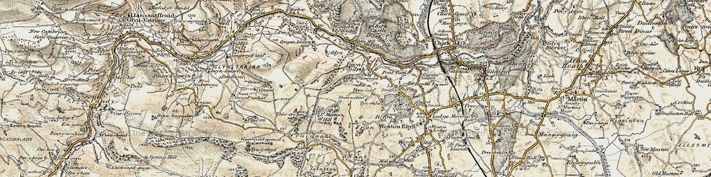 Old map of Pentre-newydd in 1902-1903