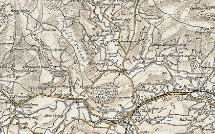 Old map of Pentre'r-felin in 1900-1901