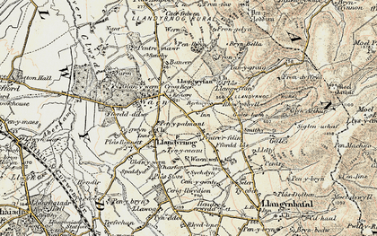 Old map of Pentre'r-felin in 1902-1903