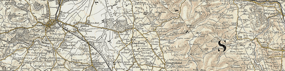 Old map of Pentre'r-felin in 1902-1903