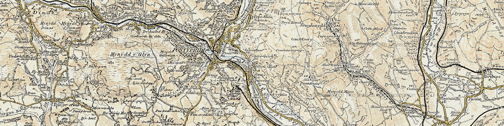 Old map of Pentrebach in 1899-1900