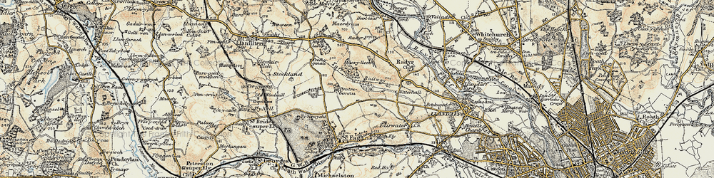 Old map of Pentrebane in 1899-1900