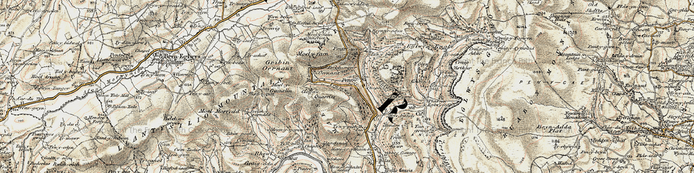 Old map of Pentredwr in 1902-1903