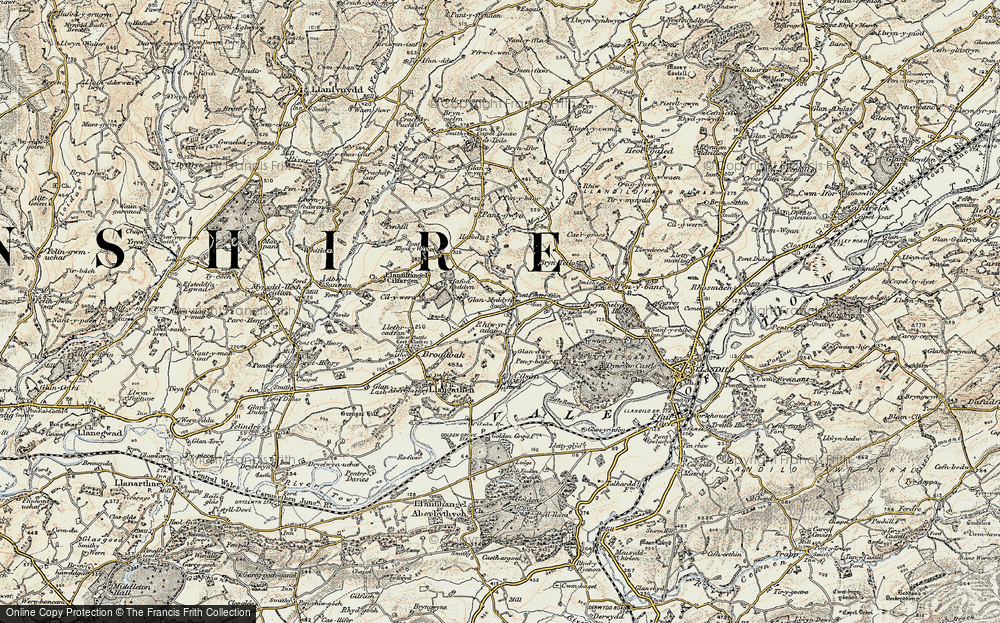Old Map of Historic Map covering Brynteilo in 1900-1901