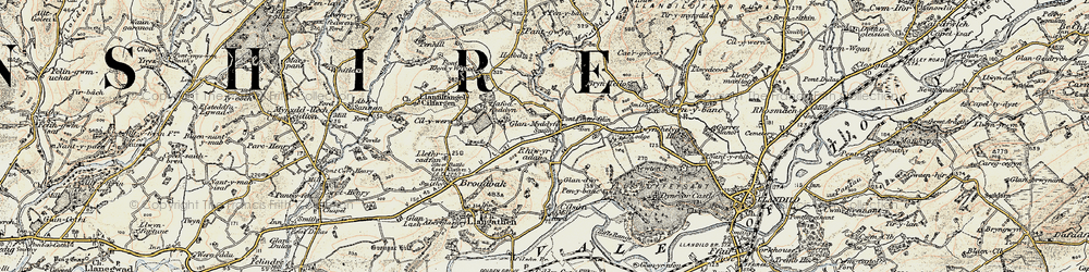 Old map of Pentrefelin in 1900-1901