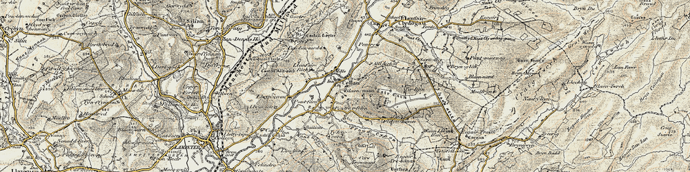 Old map of Pentrefelin in 1901-1902