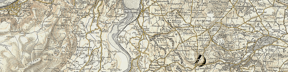 Old map of Pentrefelin in 1902-1903