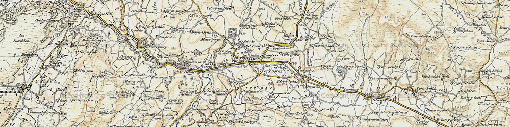Old map of Afon Twllan in 1902-1903