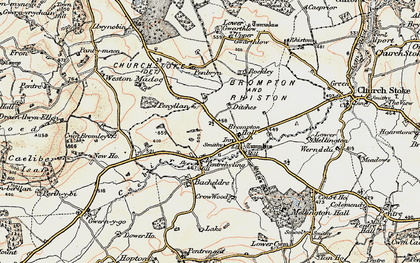 Old map of Pentreheyling in 1902-1903