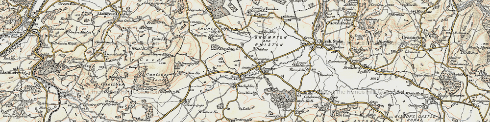 Old map of Pentreheyling in 1902-1903