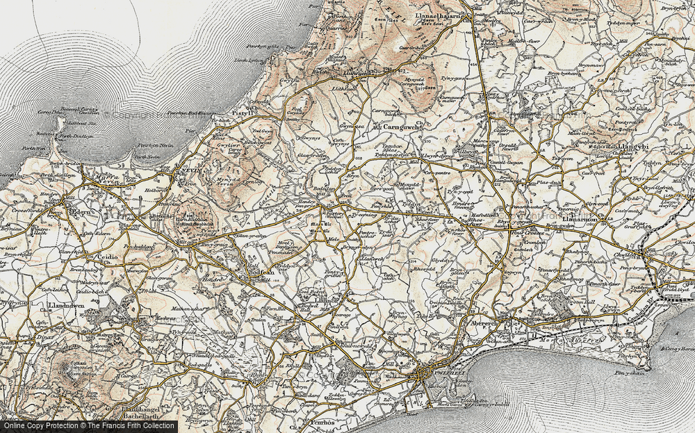 Old Map of Historic Map covering Bryn Rodyn in 1903