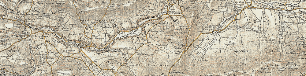 Old map of Cilgwyn in 1901-1912