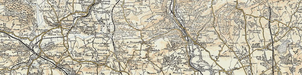 Old map of Pentyrch in 1899-1900