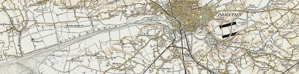 Old map of Penwortham in 1903
