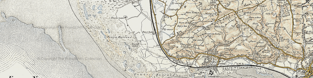 Old map of Penybedd in 1900-1901