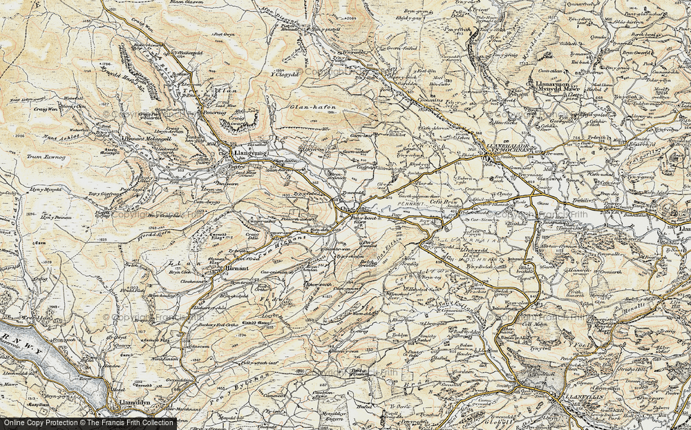 Old Map of Historic Map covering Bryndreiniog in 1902-1903