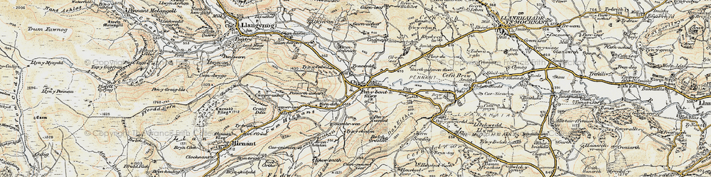 Old map of Penybontfawr in 1902-1903