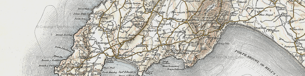 Old map of Penycaerau in 1903