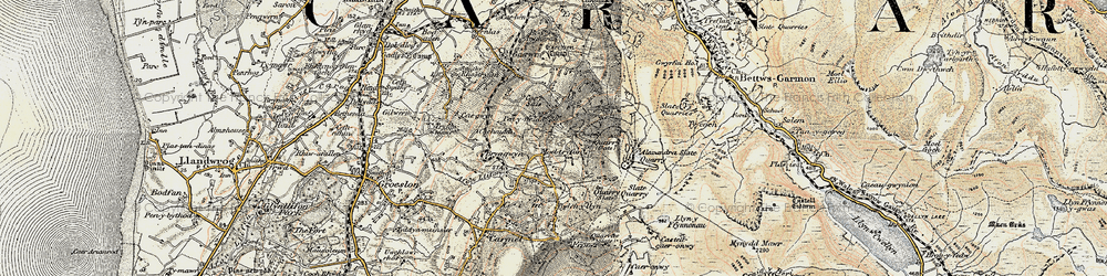 Old map of Penyffridd in 1903-1910