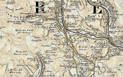 Old map of Penygraig in 1899-1900