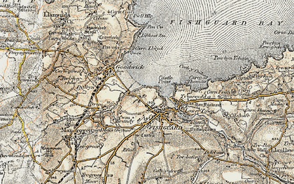 Old map of Fishguard Harbour in 1901-1912