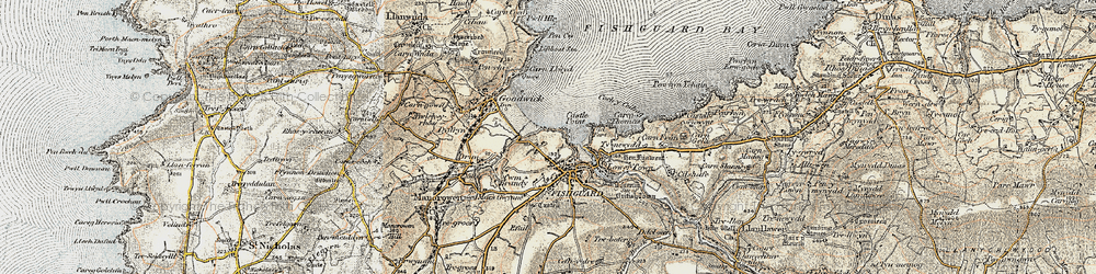 Old map of Fishguard Harbour in 1901-1912