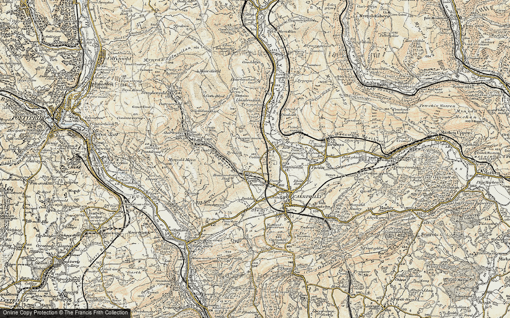 OLD ORDNANCE SURVEY MAP CAERPHILLY WEST 1937 NANTGARW ROAD PEN-YR-HEOL PANDY 