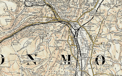 Old map of Penyrheol in 1899-1900