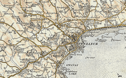 Old map of Penzance in 1900