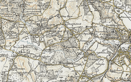 Old map of Peper Harow in 1897-1909