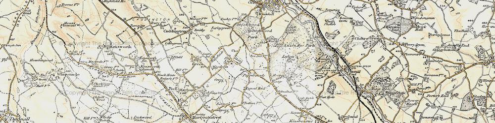 Old map of Pepperstock in 1898-1899