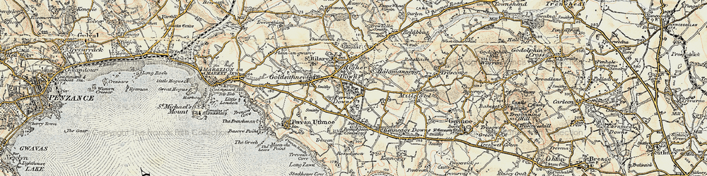 Old map of Perran Downs in 1900
