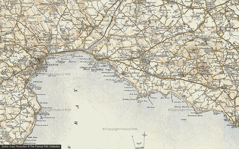 Old Map of Historic Map covering Basore Point in 1900