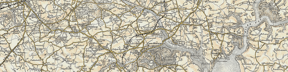 Old map of Perranwell in 1900