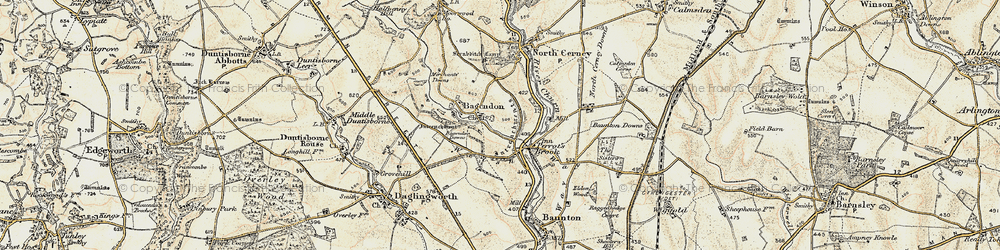 Old map of Perrott's Brook in 1898-1899
