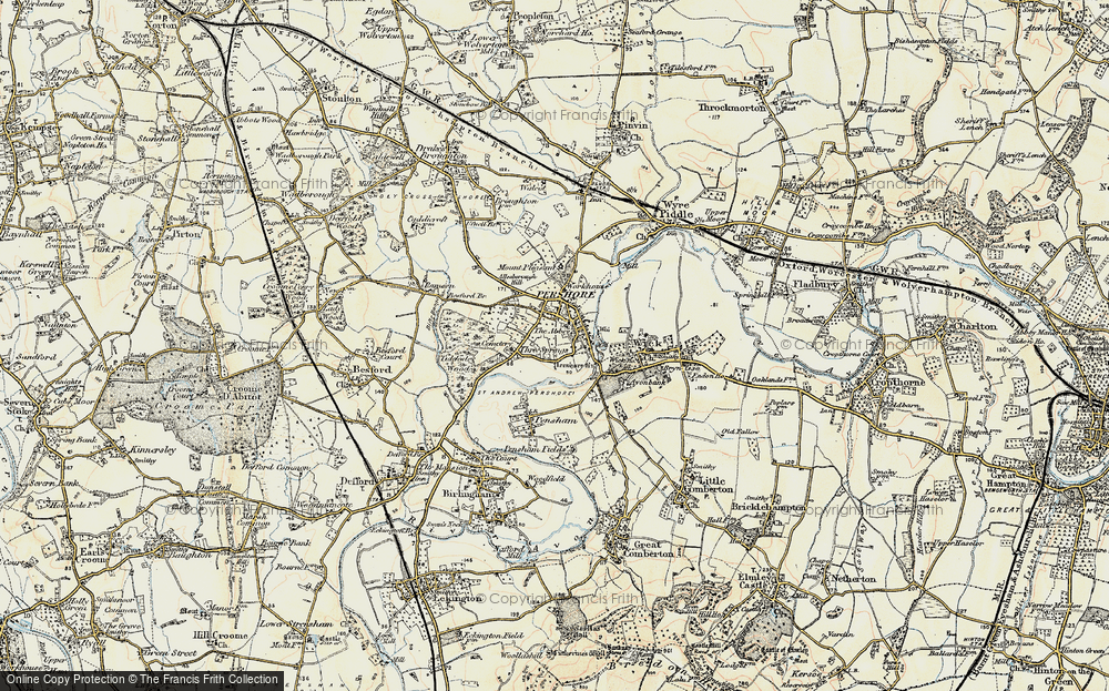 Old Map of Historic Map covering Pershore Hall in 1899-1901
