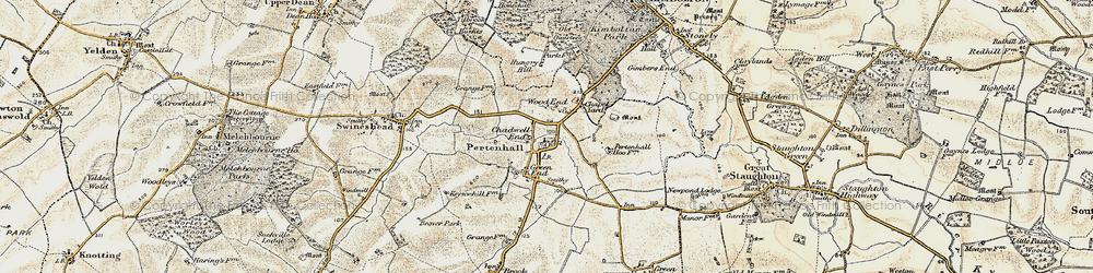 Old map of Pertenhall in 1898-1901