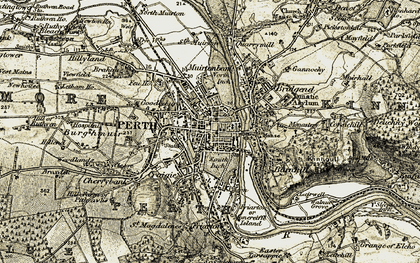 Old map of Perth in 1906-1908