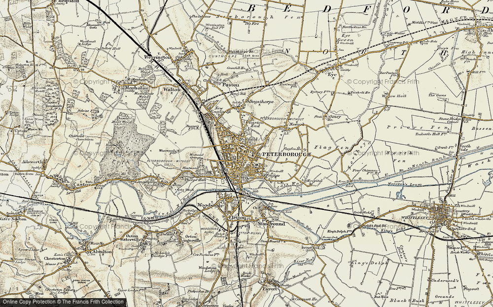Old Map of Peterborough, 1901-1902 in 1901-1902