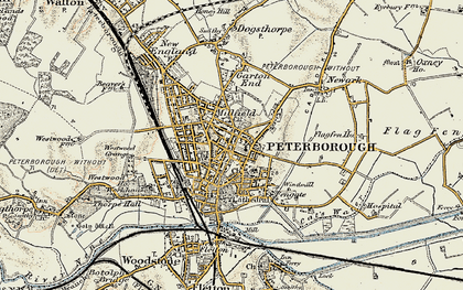 Old map of Peterborough in 1901-1902