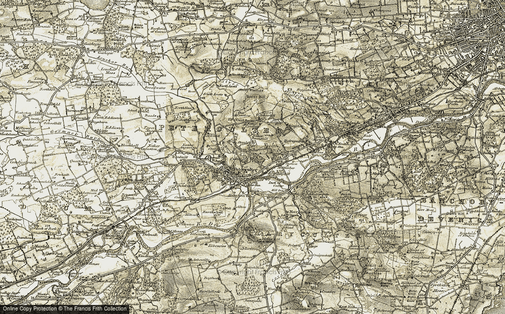 Old Map of Historic Map covering Beans Hill in 1908-1909