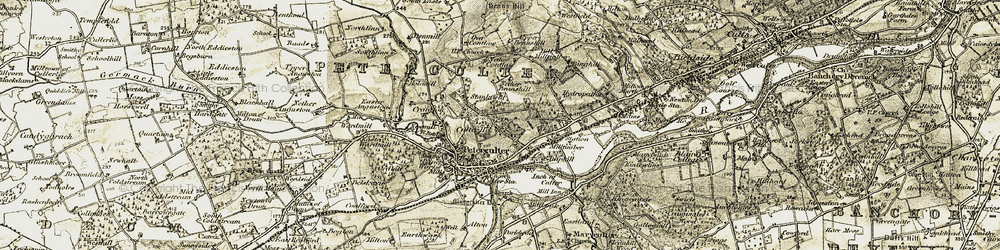 Old map of Linn Moor Home in 1908-1909