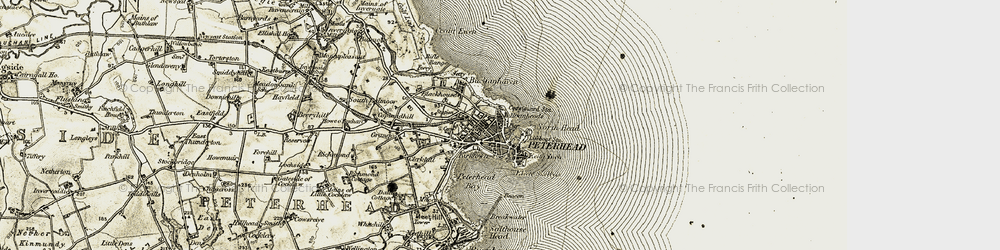 Old map of Peterhead in 1909-1910
