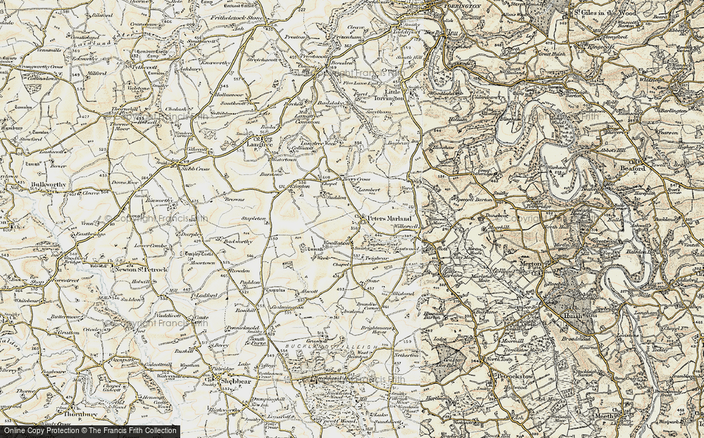 Old Map of Peters Marland, 1900 in 1900