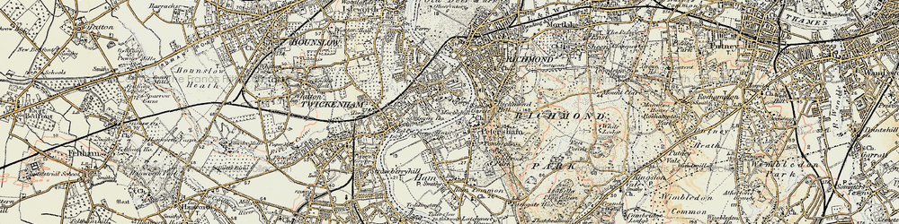 Old map of Petersham in 1897-1909