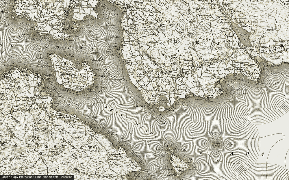 Old Map of Historic Map covering Bring Deeps in 1912