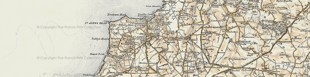 Old map of Peterville in 1900